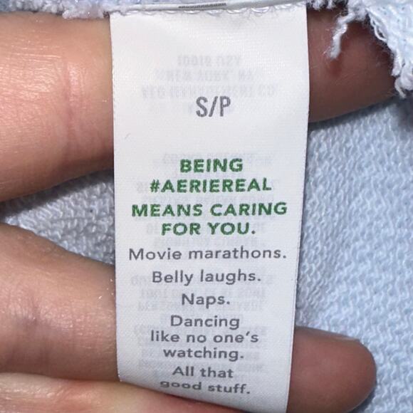 Aerie Light Blue Oversized Casual Cotton Blend Pullover Size Small - Picture 5 of 14